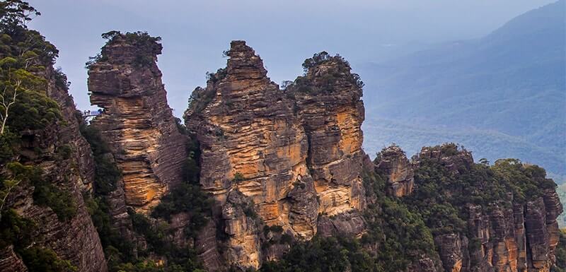 jagged mountain peaks in forest