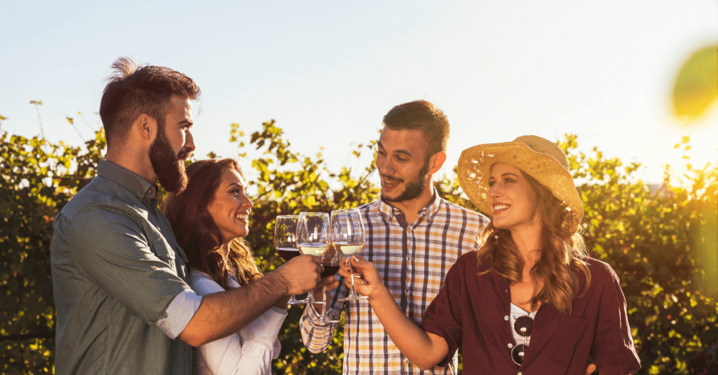 group of friends enjoying wine