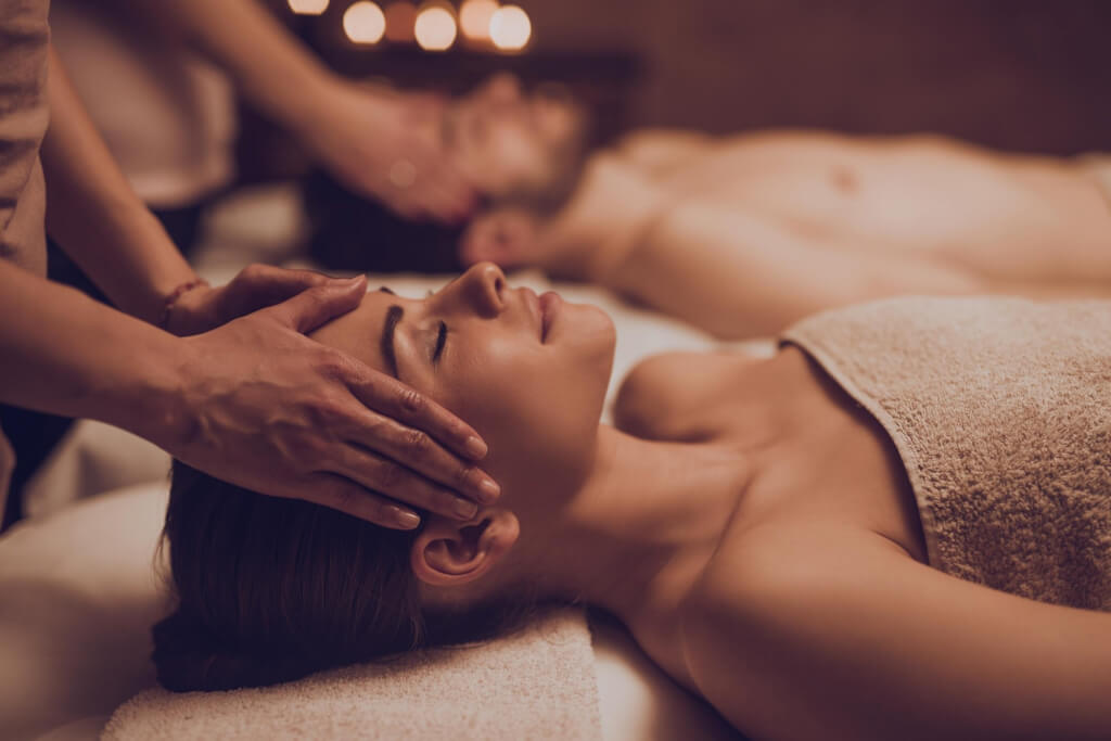 A couple receiving a massage