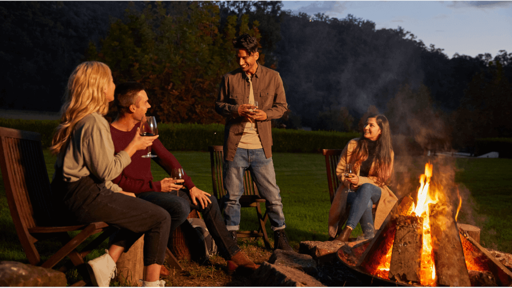 people enjoying campfire hawkesbury valley